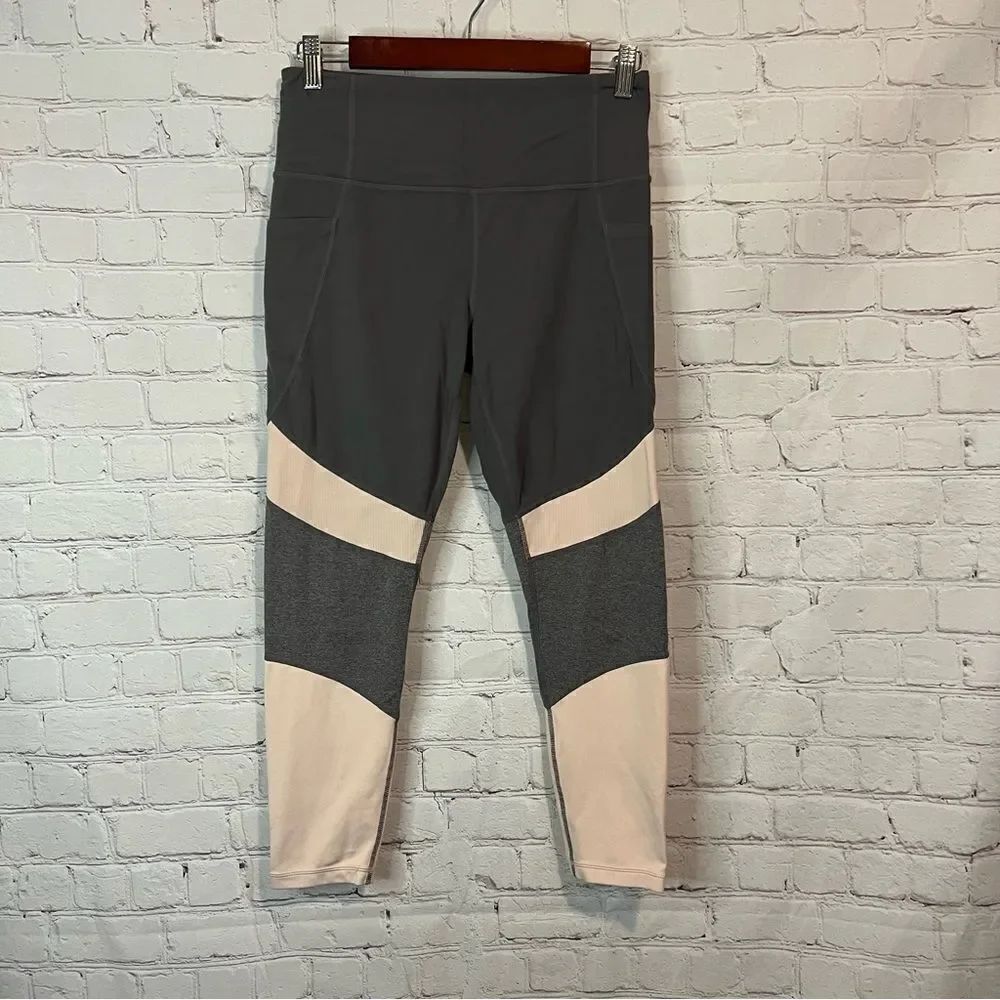 Athleta Salutation Modblock Leggings 7/8 Length in Flagstone Grey Mauve Size Med